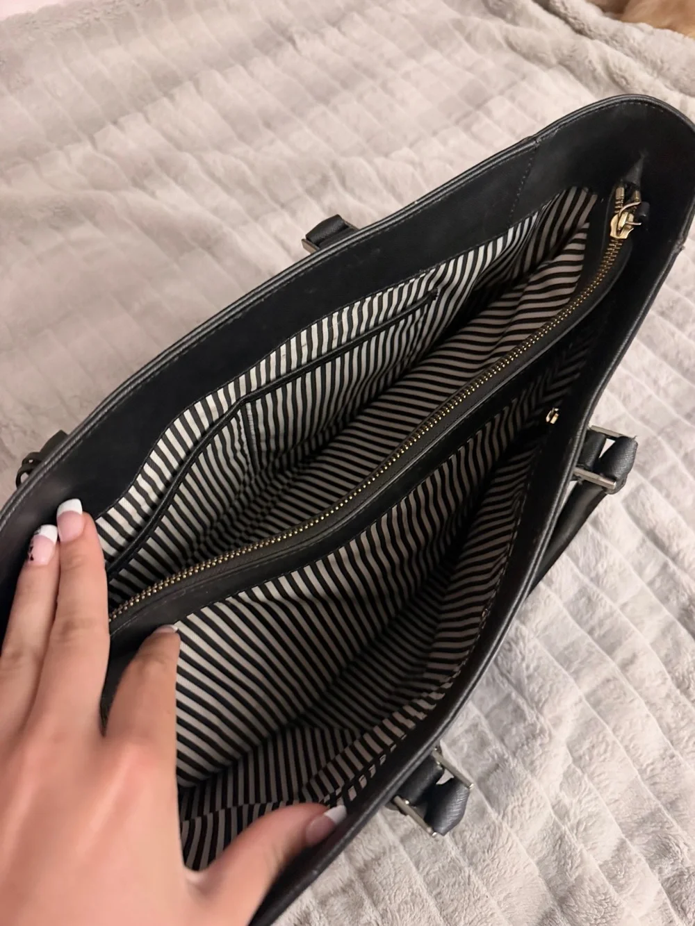 kate spade Black Saffiano Leather Structured Tote